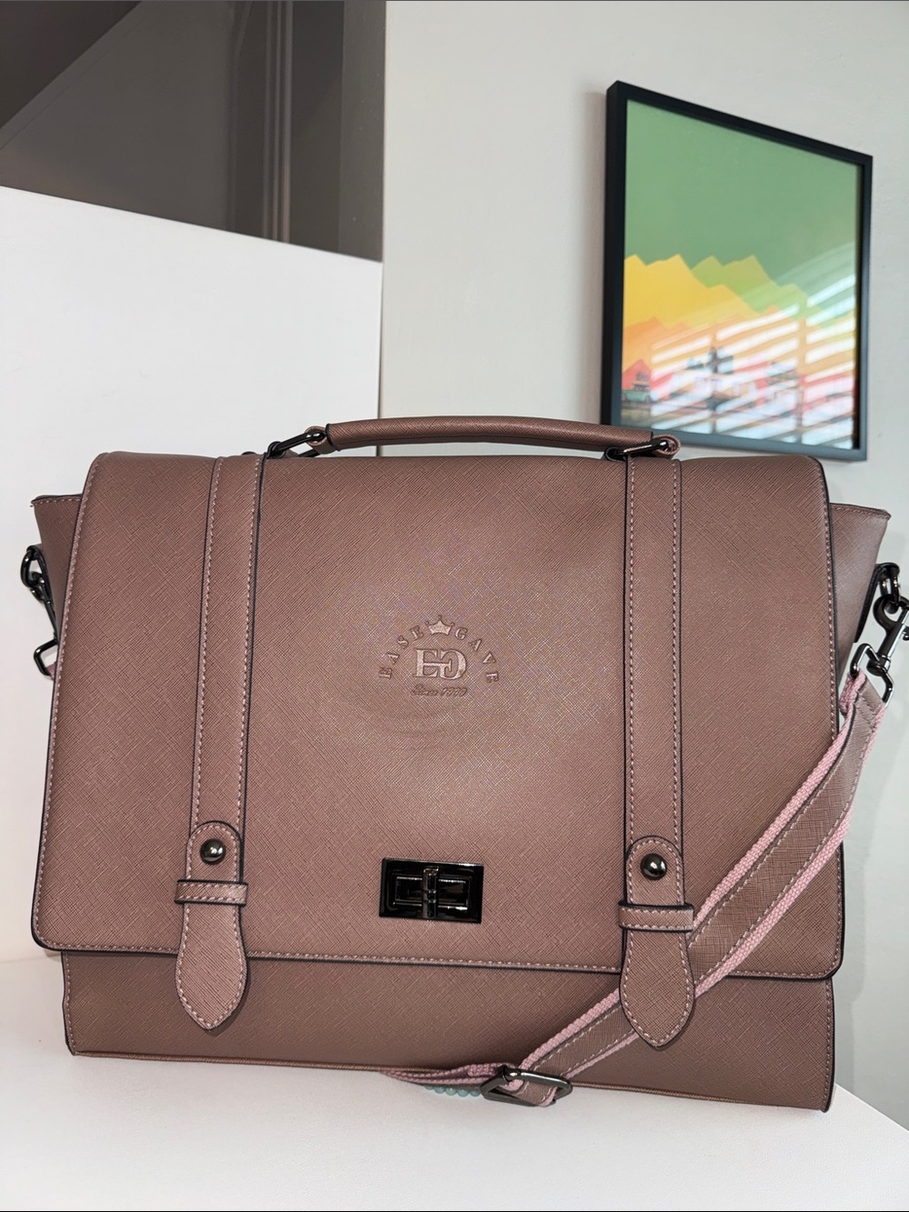 EaseGave 15.6" Laptop Briefcase Satchel Messenger Bag—Mauve / Vintage Purple